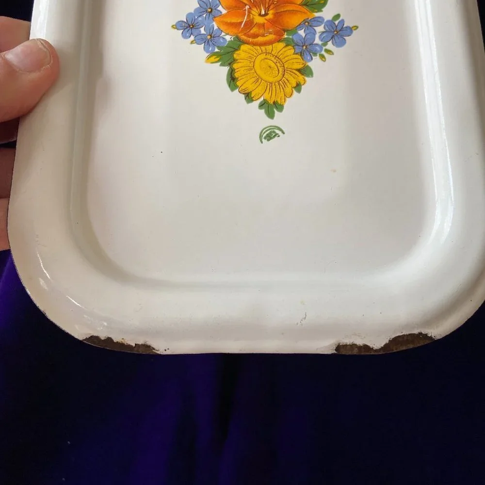 Vintage Russia Metal Enamelware refrigerator Box Lid